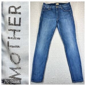 MOTHER High Waisted Looker Dress Jeans Women 30/29X30‎ Devil in a Blue Suit
